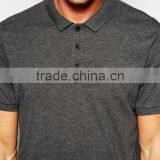 High Quality Custom Short Sleeve Three Button Placket Charcoal Men's Cotton/Polyester 200gsm Casual Polo Tshirt thumbnail-3