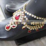 Gold Plated Stone Broad Payal ANKLETS Pair Feet Bracelet thumbnail-1