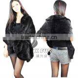 CX-B-M-15A Custom In Stock Large Real Mink Fur Knitted Shawl Poncho Scarf thumbnail-4