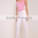 Light Pink Women Basic Bodysuit With Racer Back Bodybuilding Elastic Plain Jumpsuit thumbnail-6