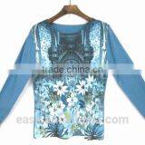2016 Women's Crew Neck Sublimation Digital Print Zip Detail Fitted Sweater thumbnail-2