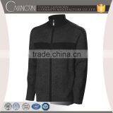 New Arrival Mock-neck Zip-up Swallow Gird Jacquard Merino Wool Sweater Men thumbnail-1