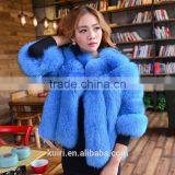 Short Natural Genuine Fox Fur Overcoat Winter Warm Real Coat For Women Real Fur Jacket Striped Style Plus Size Whole Fur Skin thumbnail-4