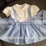 Children Back to School Clothing Sister and Brother Set Blue Ginghan Dress thumbnail-3