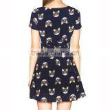 Trade Assurance Yihao Ladies Spring Summer Cat Printed Casual Dress Women 2015 thumbnail-2