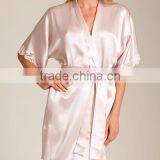 Wholesale New Design Plus Pajamas Satin Dress Blank Plain Short Custom Design Satin Nighty Robes Women thumbnail-5
