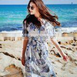 Summer New Design Casual Dresses Beach Wind Style Printing High-waist Elegant Thin Ladies Long Chiffon Dress thumbnail-3