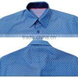 Latest Cut Away Collar Contrast Color Dark Blue Dobby Long Sleeve Shirt thumbnail-3