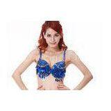 Elasticity Blue Belly Dance Top Bra With Sequins Shining Blue , Size S / M thumbnail-1