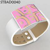 Women Stainless Steel Plated Colorful Enamel Bangle Bracelet thumbnail-3