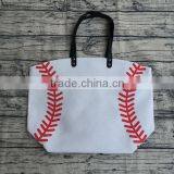 Wholesale Canvas Women Basketball Ball Tote Bags With Leather Handles thumbnail-4