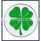 2015 Factory Price Four Leaf Clover Round Golf Ball Marker & Magnetic Hat Clip