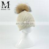 2016 High Quality Winter Hat With Raccoon Fur Ball Pompom On Top Funny Baby Beanie Hat thumbnail-5