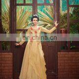 Navy Blue And Beige Colored Jacquard Net Gown. thumbnail-1