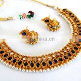 One Gram Gold Plated Pendant Set - Gold Plated Meenakari Pendant Set - Wholesale Gold Plated Pendant Set-Pakistani Pendant Set thumbnail-6