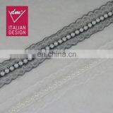 2017 Popular High Designs Black Beaded Pearl Lace Trim for Garment Decoration thumbnail-6