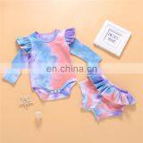 Newborn Baby Boys Girls Tie-Dye Casual Suits O-Neck Long-Sleeves Unisex Romper Tops+ Elastic Shorts 0-24M Baby Ribbed Clothing thumbnail-5