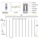 3Mx3M 300 LED Copper Curtain String Light Airy Icicle LED Christmas Garland Wedding Party Patio Window Outdoor Light Decoration thumbnail-4