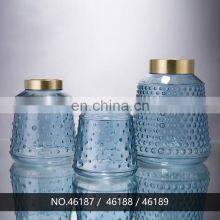 Top Quality Promotional Custom Blue Transparent Glass Vase Restaurant Home Decor Luxury Decoration thumbnail-2