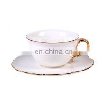 Luxury White Glazed Modern Ceramic Wholesale Gold Mug Porcelain Fine Bone China Coffee Tea Cups and Saucers Set thumbnail-2