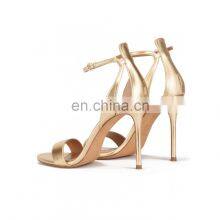 Golden Color Heel Sandal Open Toe Ladies High Heels Sandals With Ankle Strap Women Shoes thumbnail-5