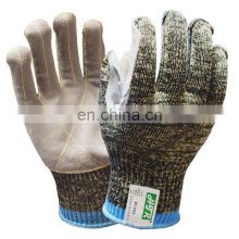 Glass Handing Fire Proof Aramid Fiber Wrapped Stain Steel Plants Leather Heavy Duty Anti Cut Resistant Safety Work Glove