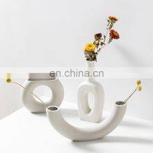 Modern Porcelain Vases Wedding Decorative Handmade Art Porcelain White Nature Nordic Irregular Flower Ceramic Vase thumbnail-4