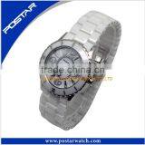 Black White Ceramic Strap Summer Watch With Round Sharp Case thumbnail-2
