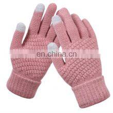 Women Men Knitted Winter Acrylic Gloves Warm Thick Gloves Touch Screen Gloves thumbnail-3