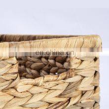 Direct Selling Rectangle Hand-woven Water Hyacinth Wicker Storage Rattan Baskets for Sundries thumbnail-3