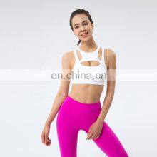 Private Label Workout Sports Bra Leggings Ribbed Hollow Out Sexy Yoga Bra Gym Wear thumbnail-4