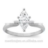 Fashion Jewelry 14k Solid White Gold Solitaire Ring thumbnail-1