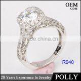 China Solid Jewellry Factory Price 14K Rose Gold White AAAAA CZ Ring Engagement Ring thumbnail-4