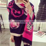 HOT New Arrival Fashion Cute Cartoon Cat Knitting Warm Acrylic Tassel Brand Pashmina Scarf for Women thumbnail-1