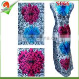 S066 2015 Unique Design Floral Printed Satin Fabric With Stones Hot Selling Silk Fabric