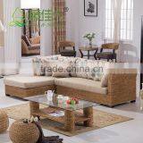 Nice Design Hand Woven Classic Water Hyacinth Seagrass Natural Rattan Wicker Living Room Furniture L Shape Sectional Sofa Set thumbnail-1