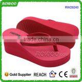Simple Style Red Color High Heel Flip Flop Nude Wedge Beach Sandals