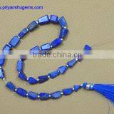 Asphalt Roll Lapis Handmade 6 * 10-8 * 12 mm Roll Shape, 16 "chain Length of 100% Natural Gemstones