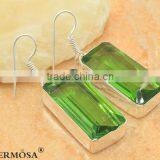 Glorious Fancy Green Peridot Hot Sale 925 Sterling Silver Lady Earrings 2" thumbnail-1
