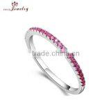 Bright Birthstone Colorful Cubic Zircon Encircle Band Silver Ring thumbnail-2