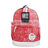Red stylish student travel backpack bag with coated surface treatment