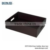 Decoractive PU leather hotel guest room shoe tray