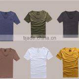 100%COTTON V-neck Simple Plain Printing T-shirt for Men thumbnail-1