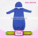 In Stock Royal Blue Long Sleeves Lap Shoulder Jumper Baby Romper Baby Clothes Blank Dress Romper Wholesale Unisex Solid Gowns