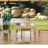 Rural style leisure comfortable rattan wicker stackable aluminum chairs table garden set YPS017