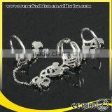 Novelty Antique Silver Rose Flower Shaped Double Ring thumbnail-5