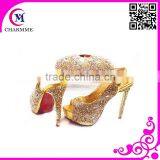 Italian Shinning Shoes and Bags Set for the Party and Wedding African Shoes and Bag