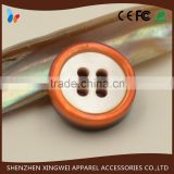 Natural mop shell button with coated round rid