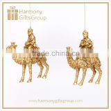 Gold Three Kings Holding Treasure on Camel Resin Figure Home Decoration