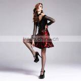 Devil Fashion 2015 PUNK Gothic Leather Skirts in Red Made in China SKT01502 thumbnail-1